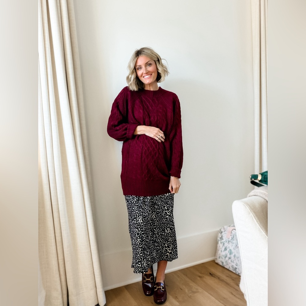 Anrabess Women’s Oversized Cable Knit Sweater Dress